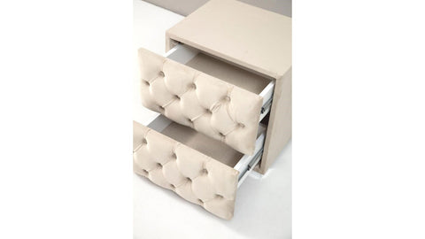Chevet Capitoné - Velours Beige